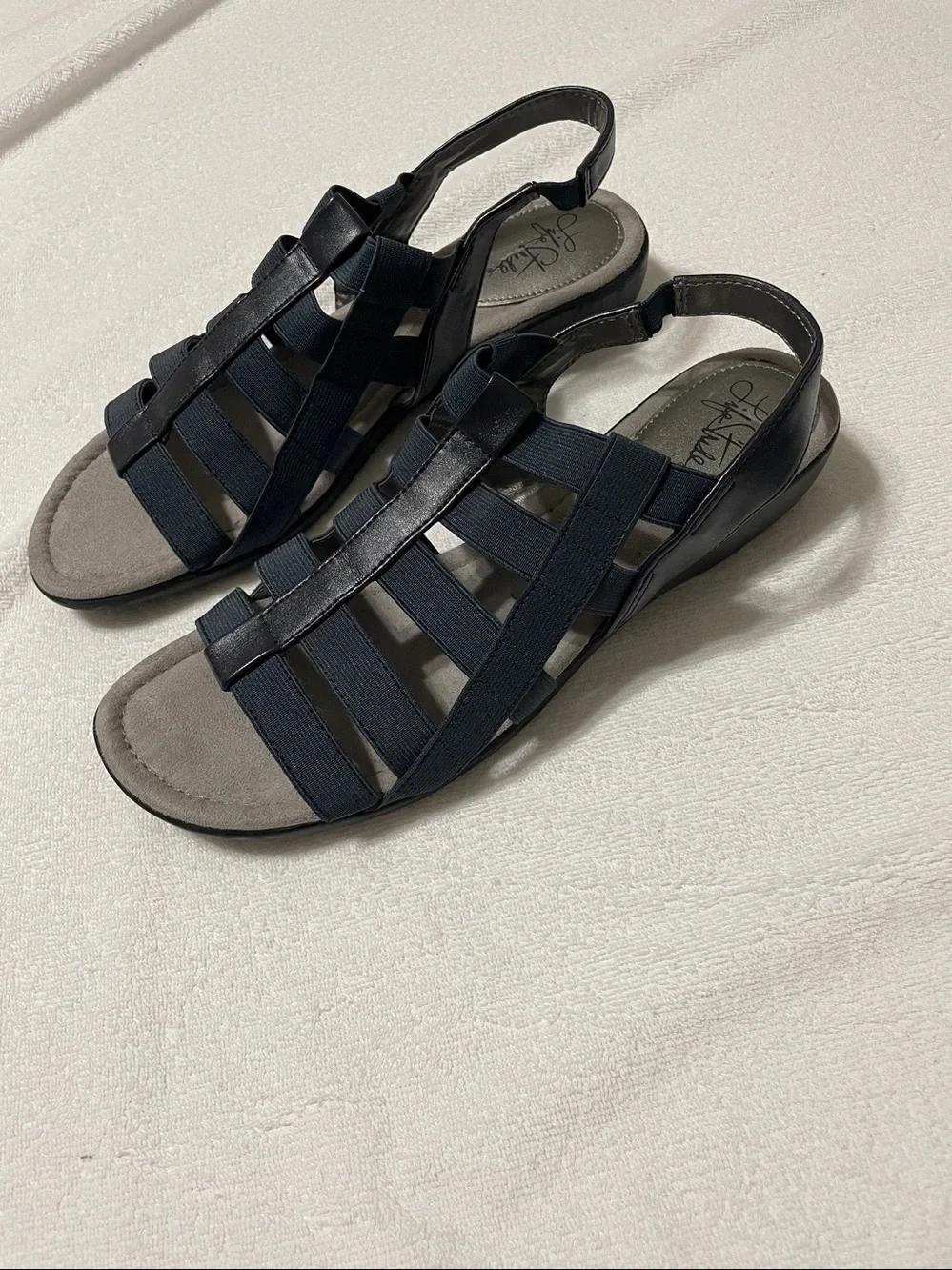 Life Stride Navy Strappy Elastic Band Women's Sandals